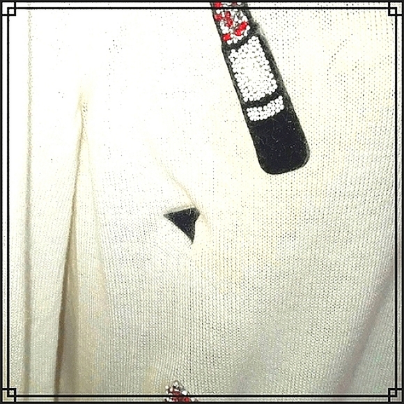 Naf Naf Novelty Lipstick Crew Neck Angora Blend Sweater Size Large - Picture 10 of 11